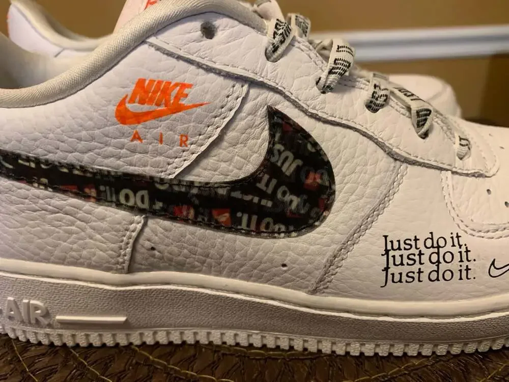 Nike Air Force 1 '07 PRM JDI 'Just Do It' White/Black-Total Orange 6.5Y